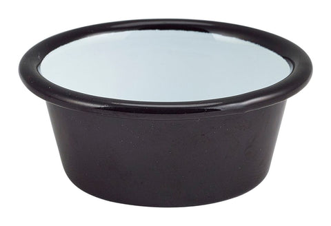 Genware 52308BK Enamel Ramekin Black 8cm Dia 90ml/3.2oz - Pack of 12