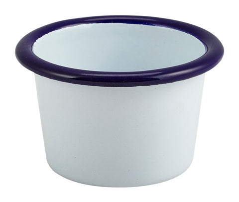 Genware 52406 Enamel Ramekin White with Blue Rim 7cm Dia 90ml/3.2oz - Pack of 12