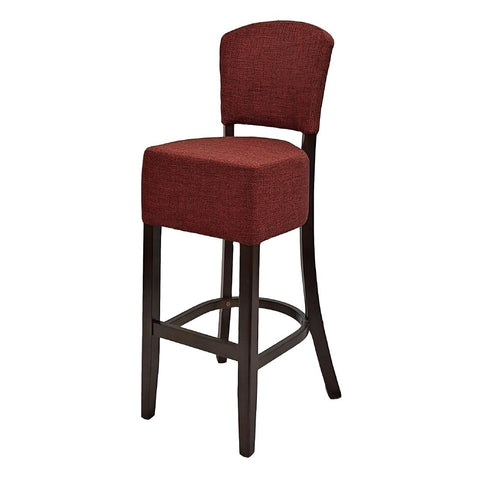 Hanoi Bar Chair in Dark Walnut with Shetland Scarlet Seatpad (Pack of 2)