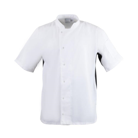 Whites Nevada Unisex Chefs Jacket Short Sleeve Black and White 2XL