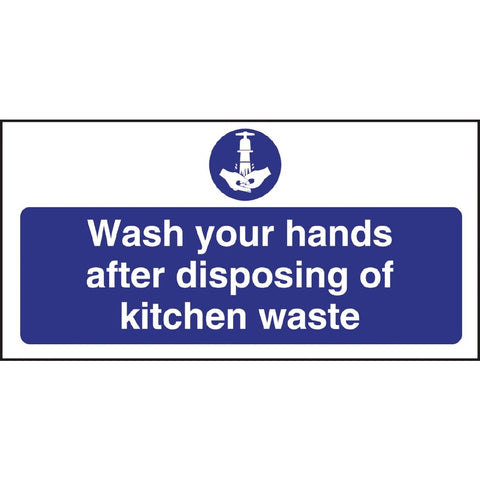 Vogue Wash Hands Kitchen Waste Sign