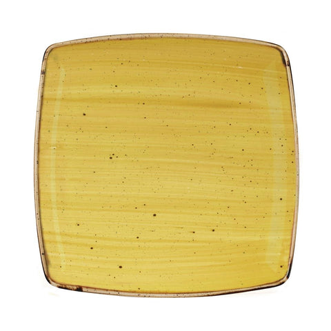 Churchill Stonecast Deep Square Plate Mustard Seed Yellow 260mm (Pack of 6)