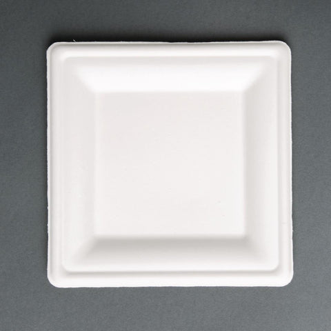 Fiesta Compostable Bagasse Square Plates 261mm (Pack of 50)