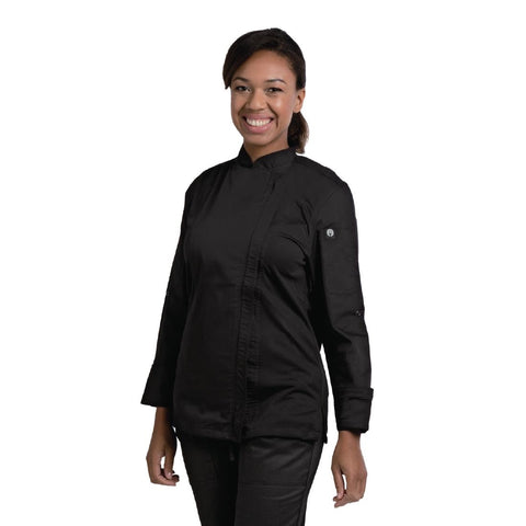 Chef Works Hartford Lightweight Zip Womens Chef Jacket Black XXL