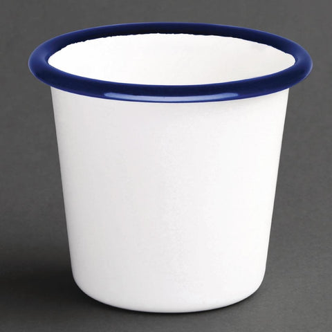 Olympia Enamel Sauce Cup White and Blue (Pack of 6)