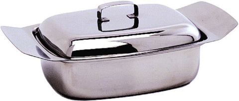Genware 6003 S/S Butter Dish & Lid 250G (0.5Lb)