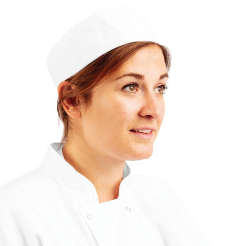 Whites Chefs Unisex Skull Cap Polycotton White - M