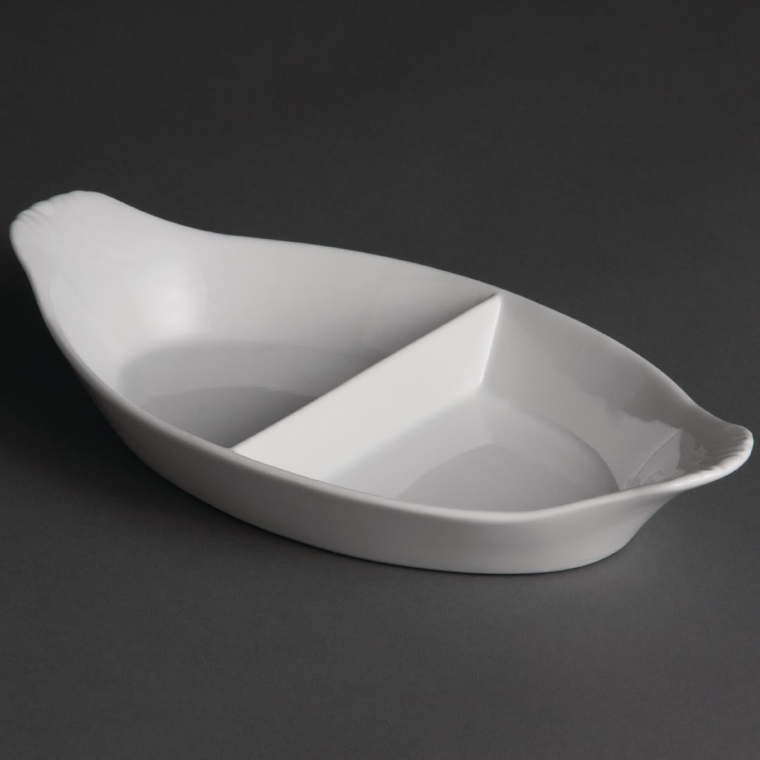 Olympia Whiteware Divided Oval Eared Dishes product image