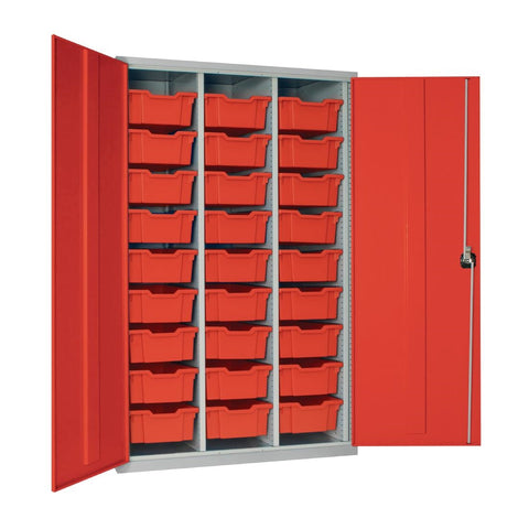 27 Tray High-Capacity Storage Cupboard - Red with Red Trays