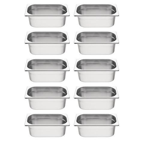 Vogue Stainless Steel Gastronorm Container Kit 1/4 (Pack of 10)
