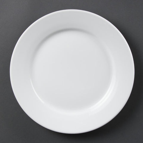 Olympia Whiteware Wide Rimmed Plates 250mm (Pack of 12)