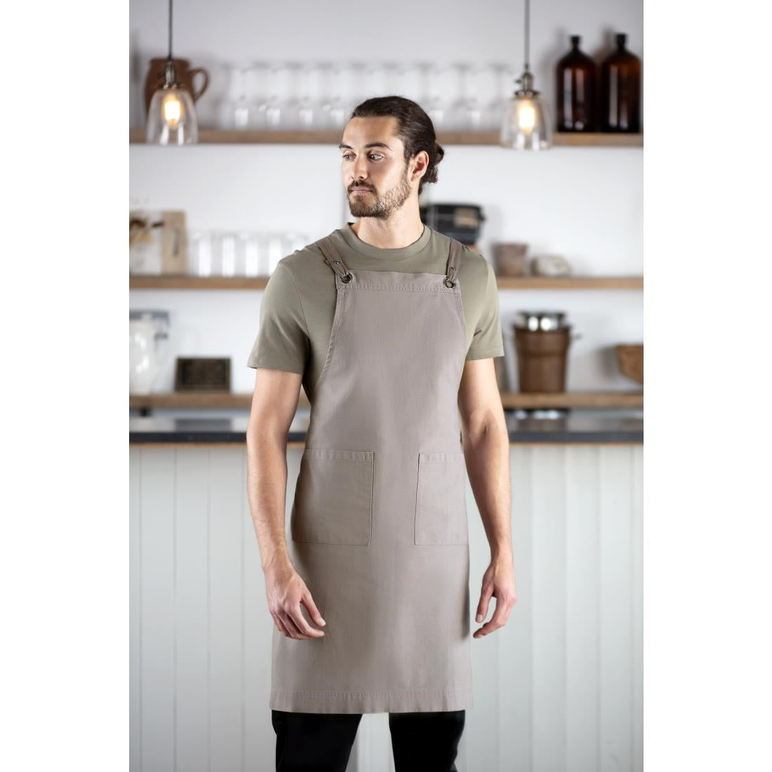 Southside Cotton Canvas Bib Apron Washed Grey product image