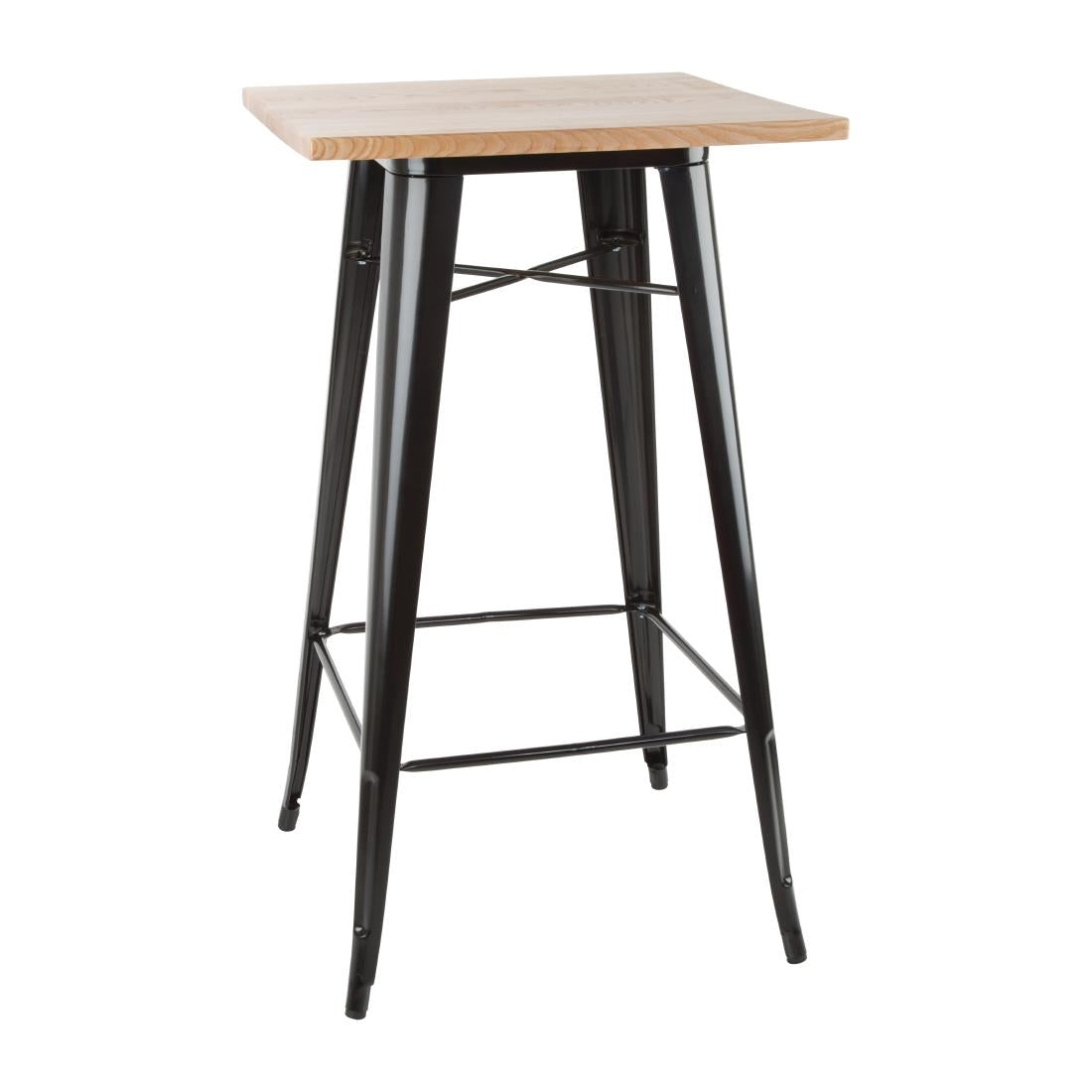 Bolero Bistro Bar Table with Wooden Top Black product image