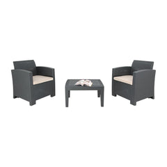 Bolero PP Wicker-Effect Armchair and Table Set Grey