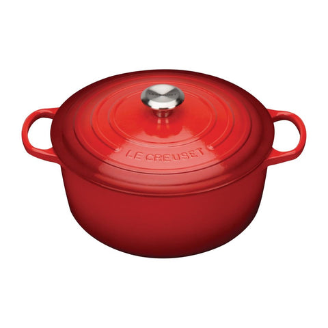 Le Creuset Cast Iron Round Casserole Dish 24cm 4.2Ltr Cerise