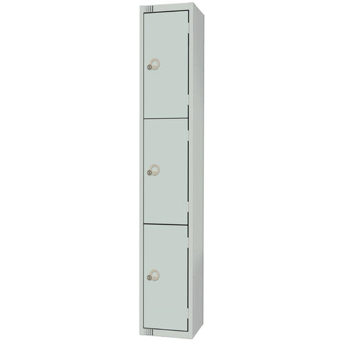 Elite Three Door Camlock Locker with Sloping Top Grey