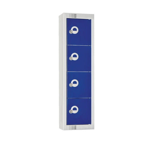 Elite Personal Effects Locker 4 Door Blue Camlock