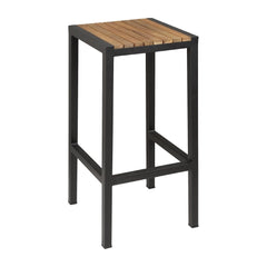 Bolero Acacia Wood & Black Steel Bar Stools (Pack of 2)