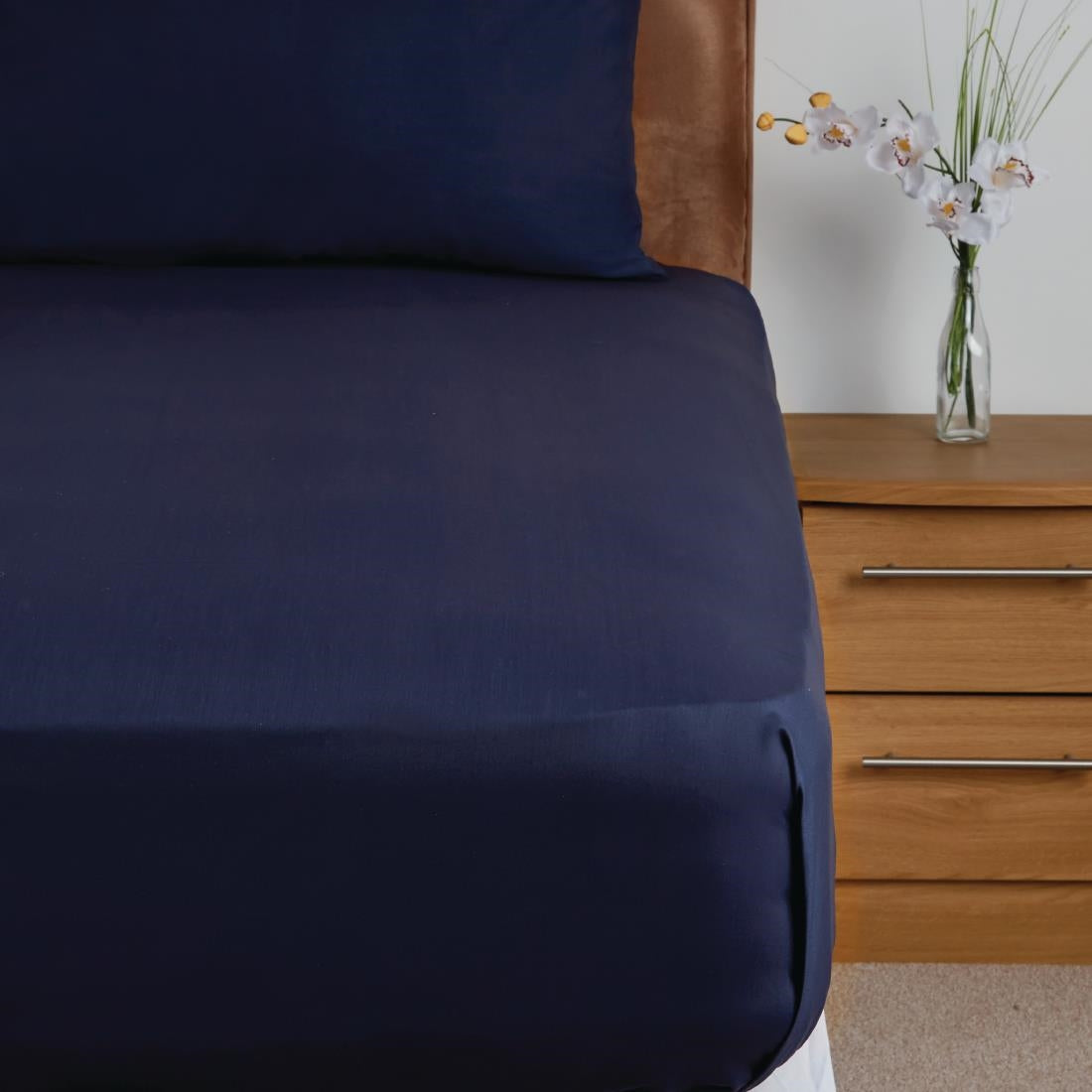 Mitre Essentials Temir Flat Sheet Navy Single product image