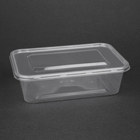 Fiesta Recyclable Plastic Microwavable Containers with Lid Medium 650ml (Pack of 250)