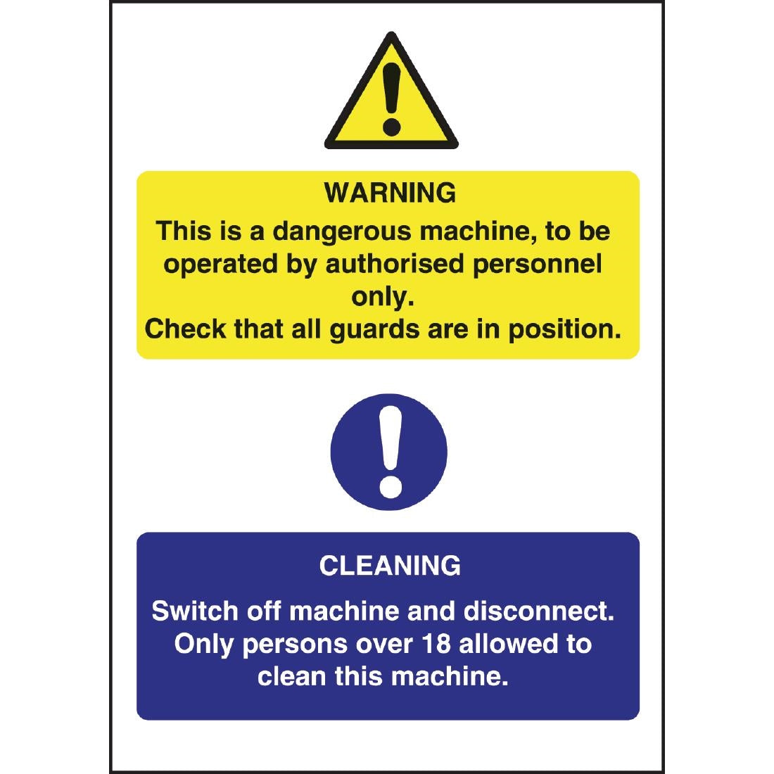 Vogue Dangerous Machine Cleaning Sign product image