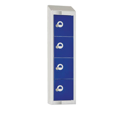 Elite 4-Door Personal Effects Locker Blue Camlock Sloping Top