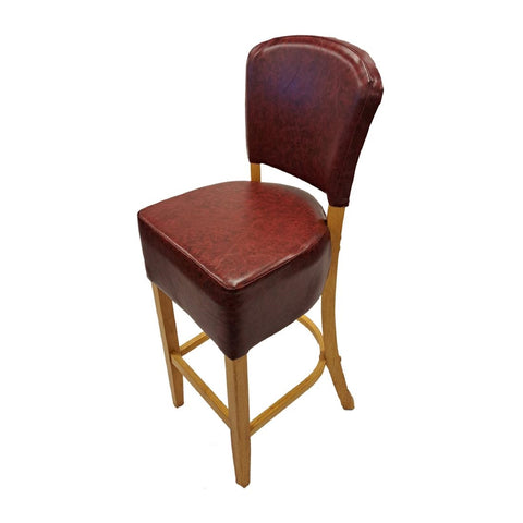 Hanoi Bar Chair in Soft Oak with Bison Bordeaux Vinyl (Pack of 2)