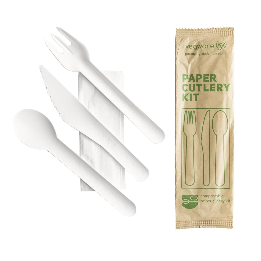 Vegware Compostable Paper Cutlery Kit 4in1 product image