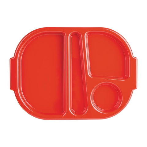 Olympia Kristallon Large Polycarbonate Compartment Food Trays Red 375mm