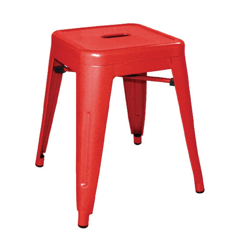 Bolero Bistro SteelÂ Low Stool Red (Pack Of 4)