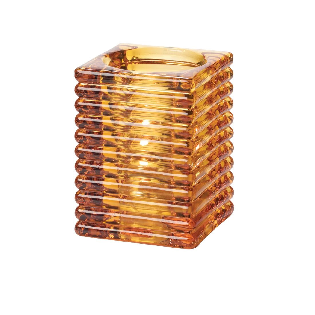 Hollowick Horizontal Rib Block Amber Glass product image