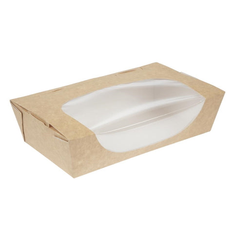 Colpac Recyclable Kraft Tuck-Top Salad Boxes With Window 1000ml / 35oz (Pack of 200)