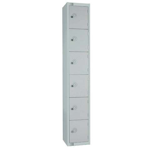 Elite Six Door Camlock Locker with Sloping Top Grey