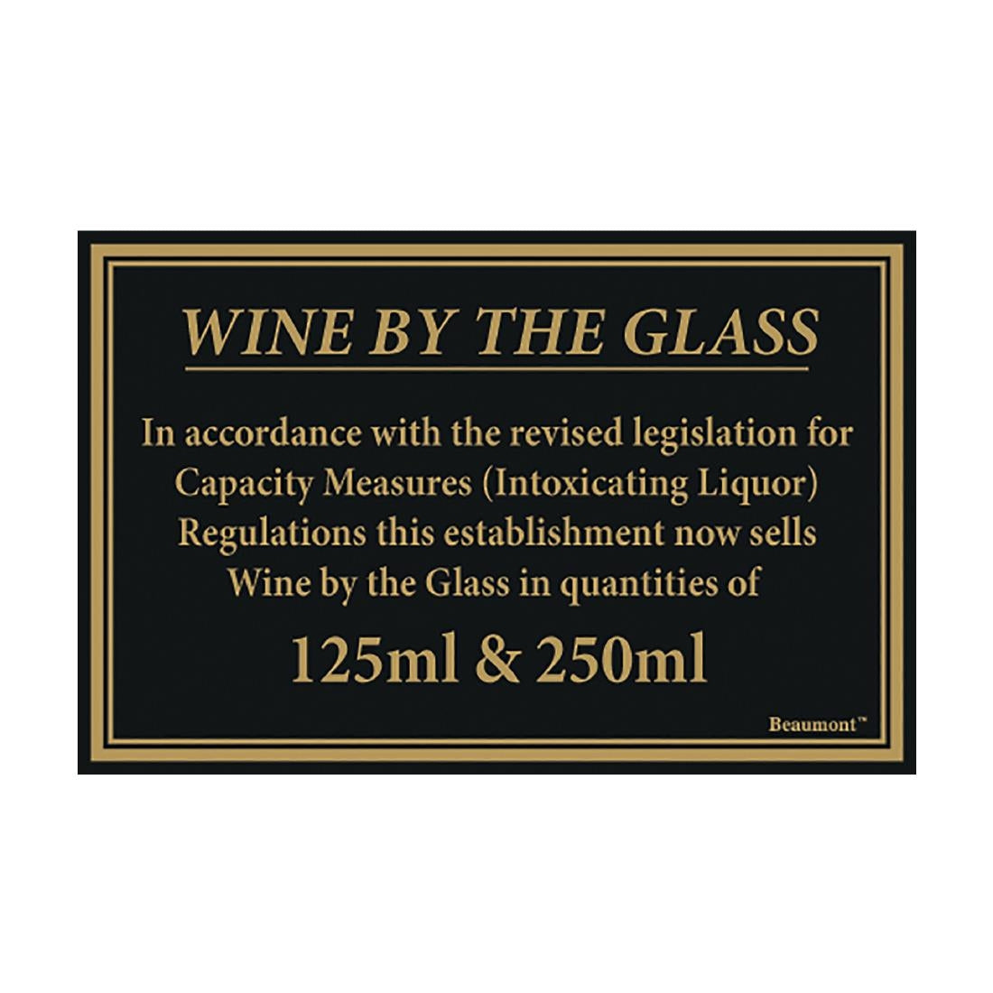 Beaumont 125ml & 250ml Wine Law Sign product image
