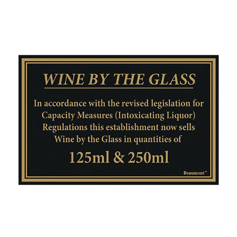 Beaumont 125ml & 250ml Wine Law Sign 170x110mm