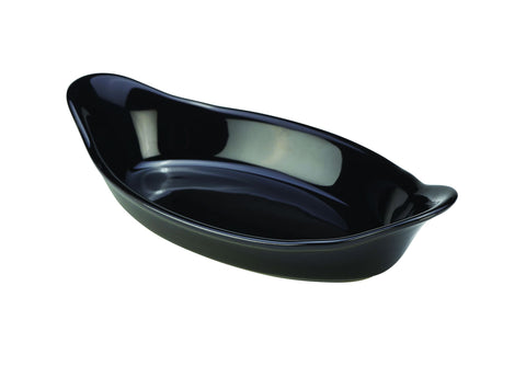 Genware B23-BL Royal Oval Eared Dish 22cm Black - Pack of 4