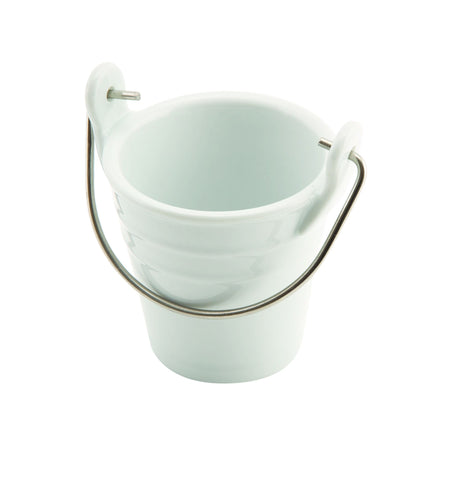 Genware B4247 Porcelain Bucket W/ St/St Handle 6.5cm Dia 10cl - Pack of 6
