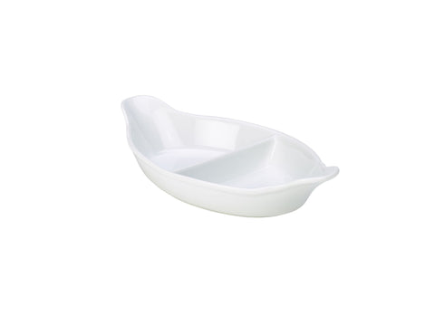 Genware BD128-W Royal Divided Veg. Dish 28cm White - Pack of 4