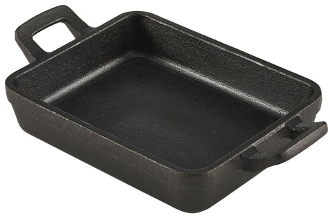 Genware C1411 Mini Cast Iron Rectangular Dish 14x11x4.5cm - Pack of 6