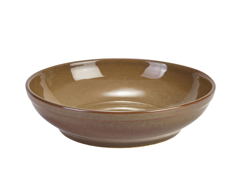 Genware CB-BR23 Terra Stoneware Rustic Brown Coupe Bowl 23cm