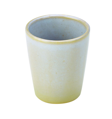 Genware CC-WH10 Terra Stoneware Rustic White Conical Cup 10cm - Pack of 6