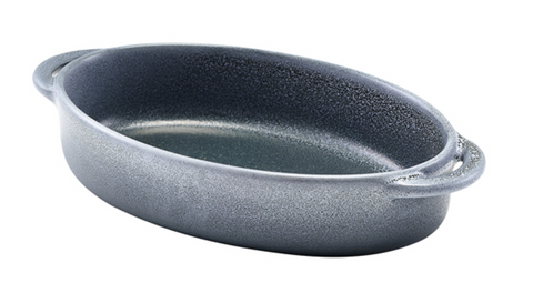 Genware CT-OD18G Forge Graphite Stoneware Oval Dish 17.5 x 11.5 x 4cm - Pack of 6