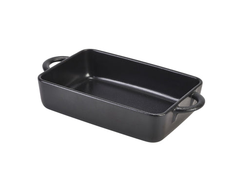 Genware CT-RC16 Cast Iron Effect Rectangular Dish 16 x 10.5 x 4cm - Pack of 6