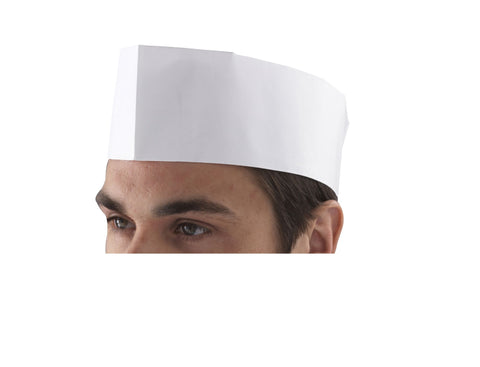 Genware DM07W Chef's Disposable Paper Forage Hat (100 Pcs)