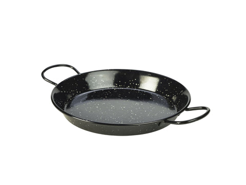 Genware E0226 Black Enamel Paella Pan 26cm - Pack of 6