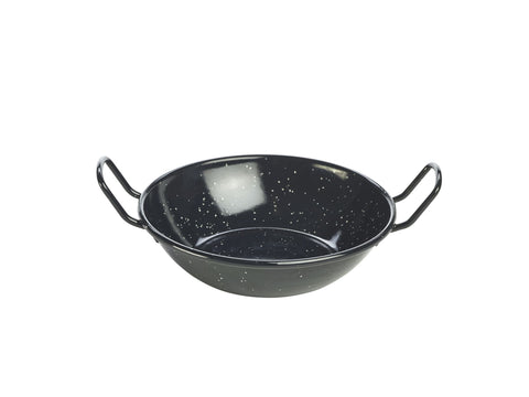 Genware E0616 Black Enamel Dish 16cm - Pack of 10