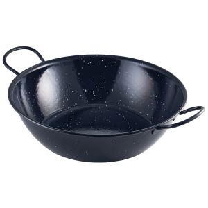 Genware E0630 Black Enamel Dish 30cm - Pack of 6