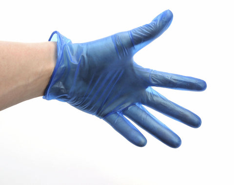 Genware GD11-MED Blue Lightly Powdered Vinyl Gloves Med (100)