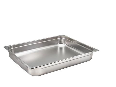 Genware GN21-100 St/St Gastronorm Pan 2/1 - 100mm Deep