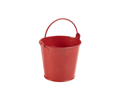 Genware GSB10R Galvanised Steel Serving Bucket 10cm Dia Red - Pack of 12